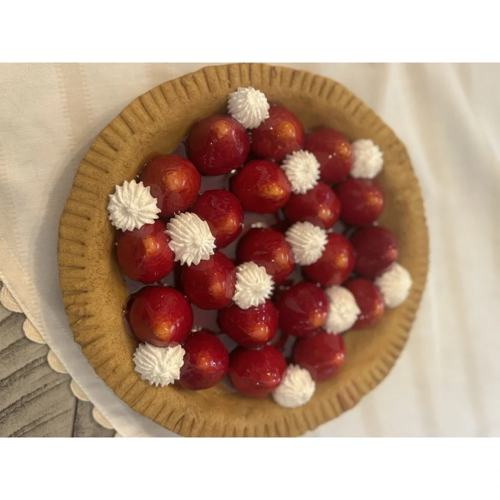 Fake Pie Creamy Strawberry Glaze Faux Pie Golden Crust 9.5 in Whip Cream Crust